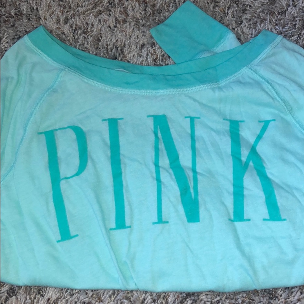 pink crew neck top